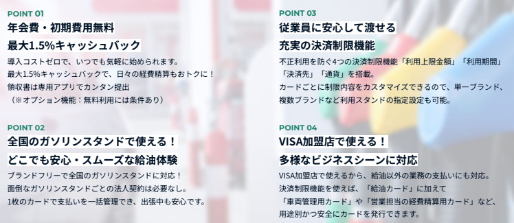 バクラクビジネスカード_ガソリンカードの4ポイント