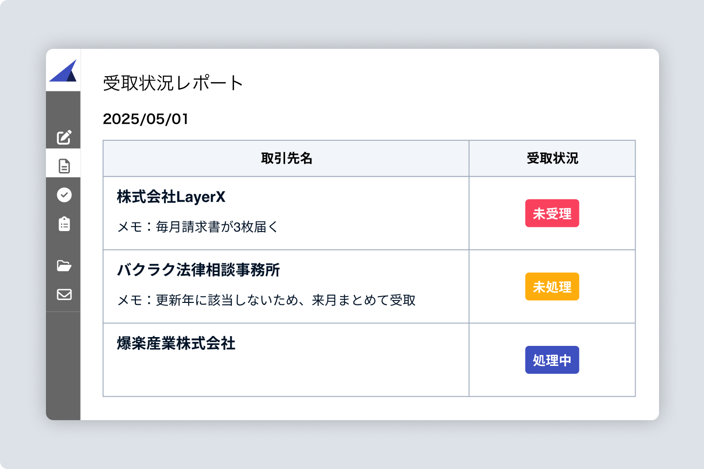 受取状況レポートのイメージ図